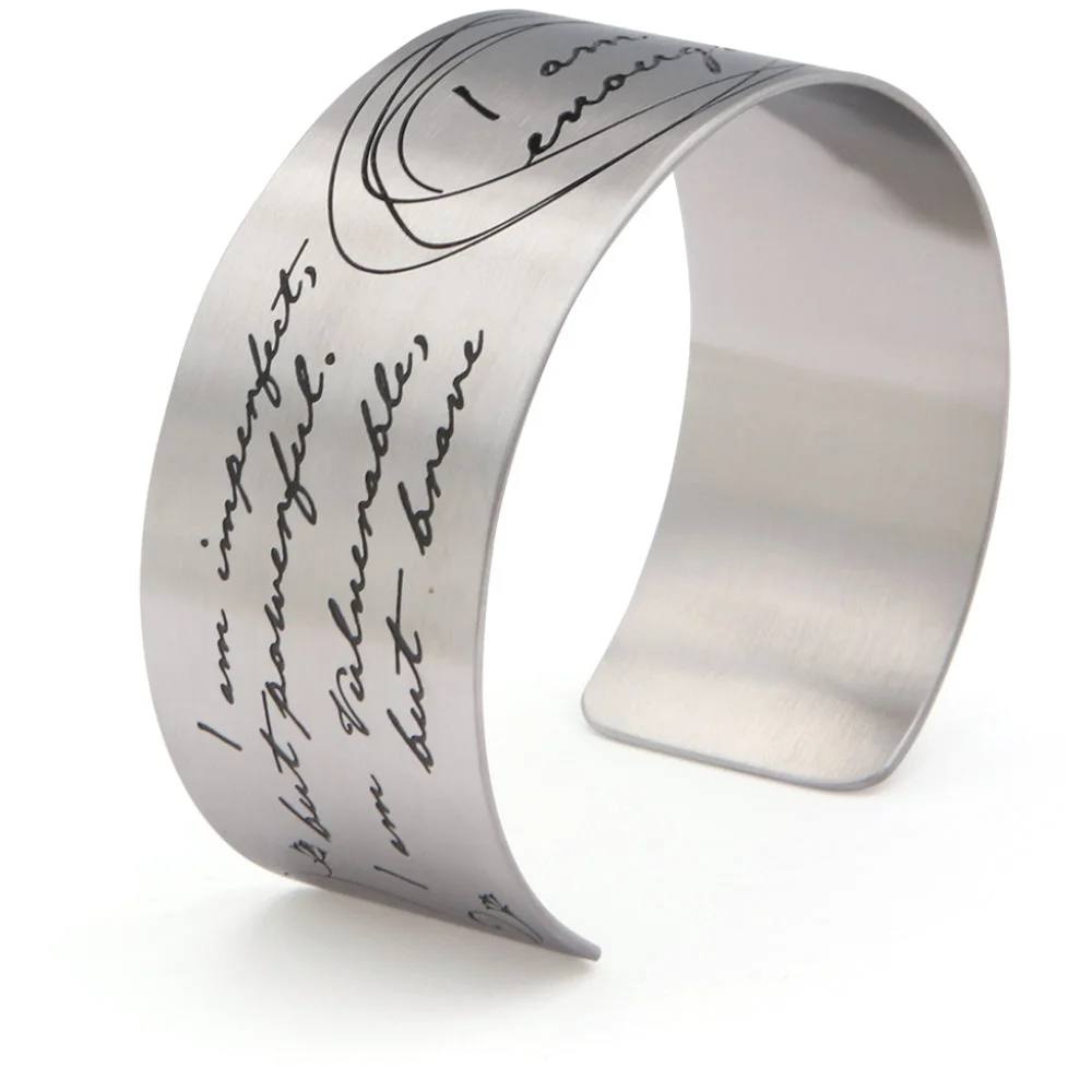 Wide Cuff Bracelet Inspirational Message Bracelet